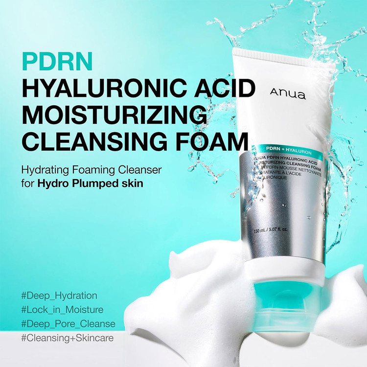 فوم شوينده ملايم PDRN و هيالورونيک اسيد آنوا Anua Pdrn Hyaluronic Acid Moisturizing Cleansing Foam