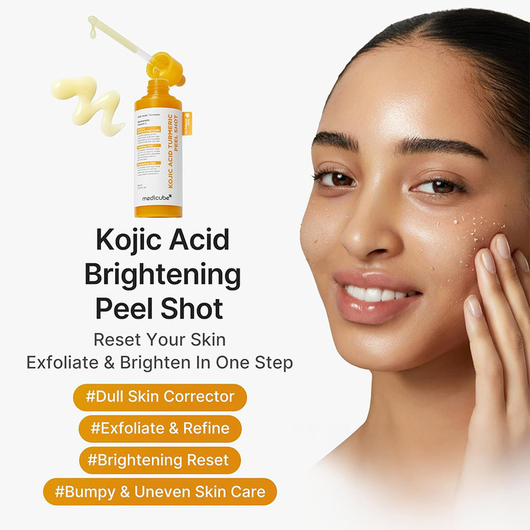 پیلینگ شات کوجیک اسید و زردچوبه روشن کننده و لایه بردار صورت مدی کیوب MEDICUBE Kojic Acid Turmeric Peel Shot